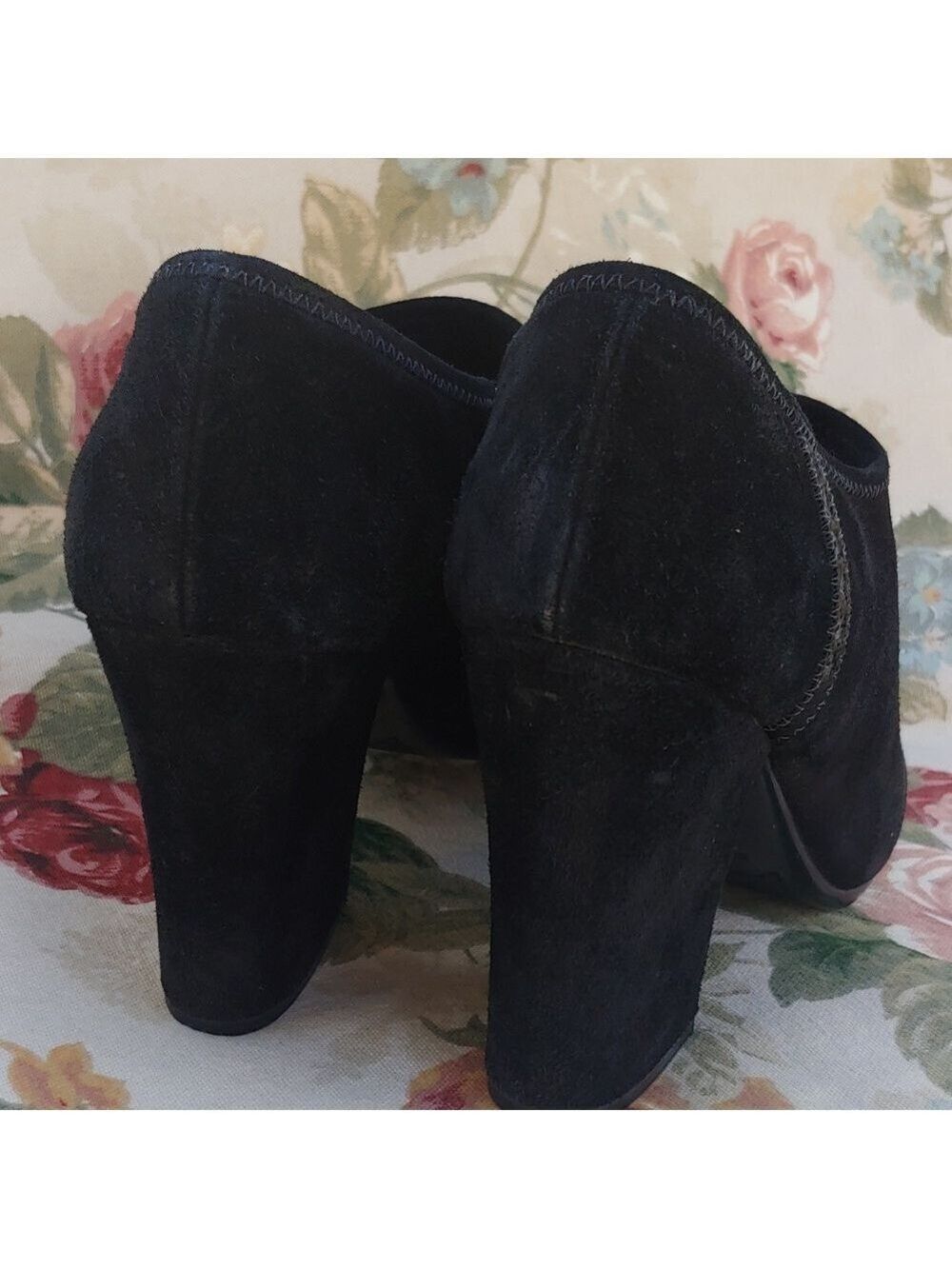 PRADA Black Suede Block Heel Ankle Booties Women's Size US 9 EURO 40 - Picture 16 of 17